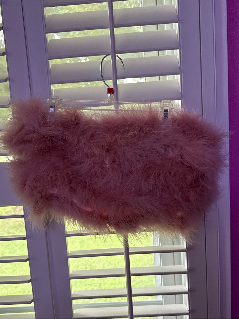 Pink Faux Feather Tube Top